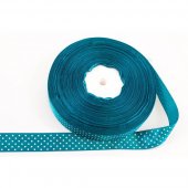 Panglica Satin Cu Buline 2.5cm/90m Turcoaz