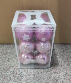 Set 12 globuri 6 cm Roz