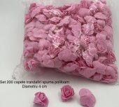Set 200 Capete Trandafiri Spuma Polifoam Diametru 4 Cm Roz
