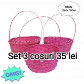 Set 3 cosuri Bambus Roz