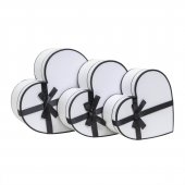 SET 3 CUTII IN FORMA DE INIMA, CU FUNDITA  Alb