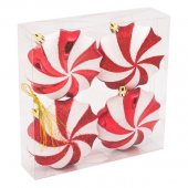 Set Ornamente de Craciun Globuri Candy Rosii Albe 10cm - 4buc