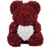 Urs mediu 40 cm Wine red cu inima 